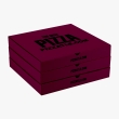 Burgundy pizza boxes