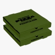 Dark green pizza boxes