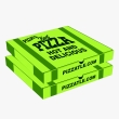 Green yellow pizza boxes