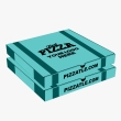 Pale blue pizza boxes