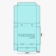 A pale turquoise pizza box design by Pizzatle