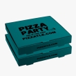 Teal pizza boxes