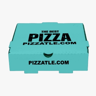 Pale blue pizza box